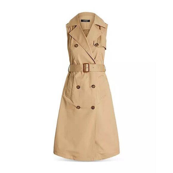 Lauren Ralph Lauren Twill Trench Dress Belted Sleeveless NWT Size 8 - Picture 6 of 13